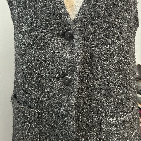 Weave O’The Irish Wool Boucle Grey Single Breasted Long Vest Duster size M - Picture 16 of 16
